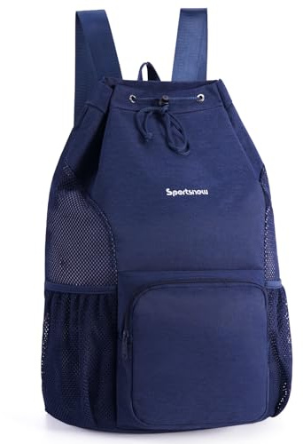 sportsnew Swim Bag Mesh Beach Drawstring Backpack with Wet Pocket, Drawstring Bag for Swimming, Gym, Pool, Workout Gear, Beach Volleyball Backpack for Women Men