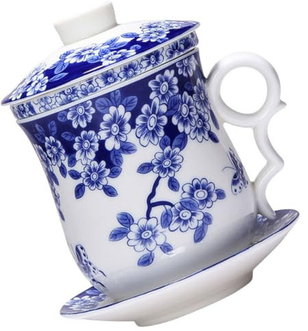 DECHOUS Tasse à Thé Céramique Avec Infuseur Tasse De Table Porcelaine Style Vintage à Boire Pour Amateurs De Thé