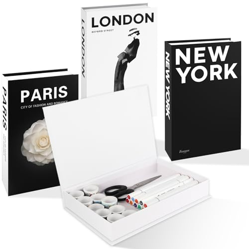 Luziyun 3 Pièces Faux Livre pour Décoration d'Intérieur, Faux Livre Luxe Pliable, Maison Noir et Blanc, Décoration de Maison/Etagères/Table