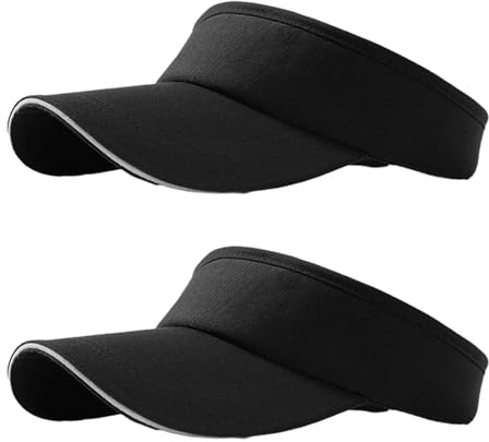 NHTJTHE 2pcs Visor Cap, Transpirable y Absorbe el Sudor Gorra de Verano Gorra con Visera Solar, Unisex Ajustable, Moda Gorra Hombre y Mujer (1 Negro + 1 Blanco), Negro01, M