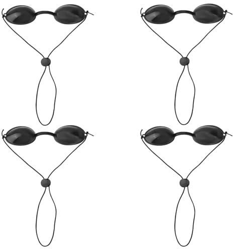 BOXOB 4 Paar Bräunungsbrille, Rotlichtbrillen zum Sonnenbaden IPL LED Lichttherapie Bräunungsbrillen (Schwarz)