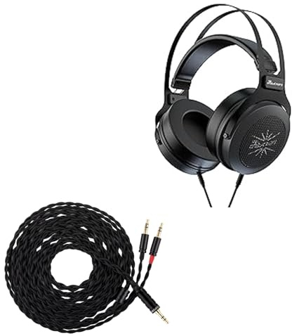 Linsoul Kiwi Ears Altruva Cuffie over ear, Cuffie con Driver Dinamico da 50 mm,Cuffie Stereo Aperte per Studio di Ingegneria Audio e Gaming+Tripowin Nova Cavo per Cuffia Over-Ear