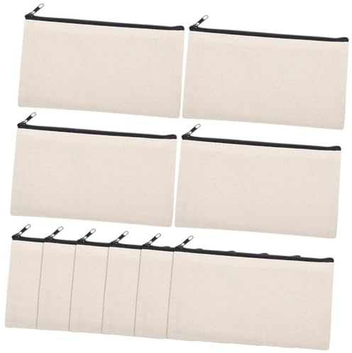 DECORNIJIA 10 Stück Leere Canvas Federmäppchen mit Reißverschluss Kleine Selbstgemacht Sublimations Kosmetiktaschen Handliche Reisebeutel für Make Up und Organizer