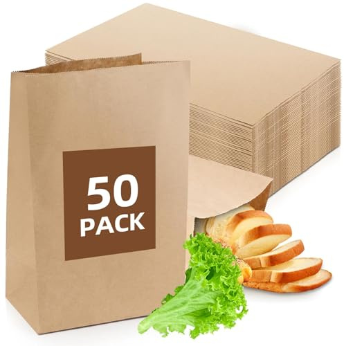 50 Stück Papiertüten Braun, 30x20x12.5cm, Geschenktüten Tüten Papier Groß | Kraftpapiertüten für DIY-Süßigkeiten, Brot, Geschenke, Adventskalender, Geburtstagspartys, Hochzeiten und Gastgeschenke