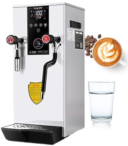 pealiritansemen Espumador De Leche De Alta Capacidad De 12 L - Hervidor De Agua/Leche A Vapor De 2500 W, Depósito Interior De Acero Inoxidable + Boquilla Profesional De Liberación De Presión White