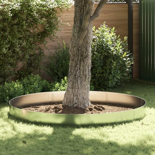Swpsd Rasenkanten 5 pcs Silber 100 x 25 cm Verzinkter Stahl, Flexible Rasenbegrenzung Rasenkante für formschöne Gartengestaltung Spielrasen Hochbeete Baumringe