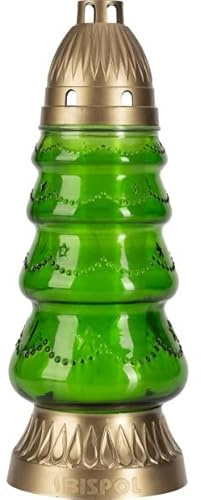 Grabkerze im Glas 29 cm Weihnachtsbaumform in Grün 48 Stunden Brenndauer Grabschmuck zur Weihnachtszeit