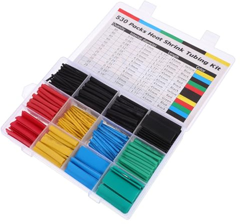Toddmomy 530 pezzi Kit Guaine Termorestringenti Colorate per Cavi Tubo Isolante Resistente alle Alte Temperature Protezione e Organizzazione Cavi Elettrici per Uso Professionale e Te