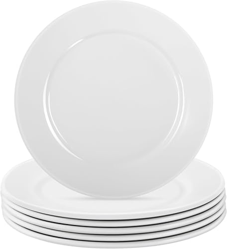 Kinmsito 6 Stück Keramik Dessertteller, Porzellan Teller Flach, Weiß, 20 cm | Kleine Vorspeisenteller, Weiß Teller, Keramik for Dessert, Vorspeisen