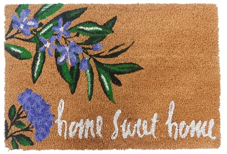 Relaxdays Felpudo de Coco Home Sweet Home Antideslizante Resistente 60x40 cm Colorido