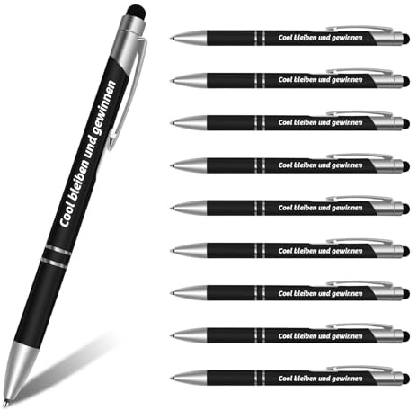 Truevaste 10er Personalisierter Kugelschreiber mit Gravur,2 in 1 Schwarz Druckkugelschreiber mit Touchpen,Hochwertig Metal Stift für Freunde Familie Partner,1 mm Strichstärke,Blau Tinte,Stil C