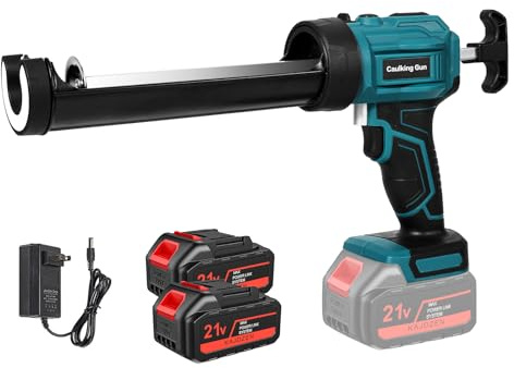 Cordless Caulking Gun for Makita 18V Battery, Silicone Sealant Gun with 2x2000mAh-Batteries, LED Light, 4 Adjustable Speed,Electric Caulking Gun for 300ml Cartridges for Sealing,Filling (A)