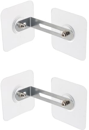 Free Furniture Anchors for Boys and Girls, Anti Tilt Wardrobe Protection | 2 Sets, Iron and Acrylic Build, Silver Finish, No Drilling Needed, Helps Secure Furniture in Children and PET Areas
