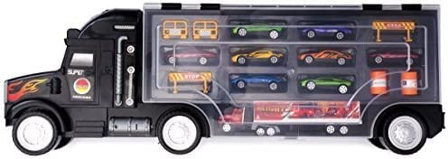 Big Daddy Super Mega Extra Large Tractor Trailer Car Collection Case Carrier Transport Toy Truck for Kids Includes 8 Cars 1 Small Tractor Trailer & 6 More Accessories