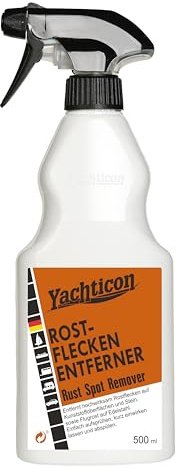 Yachticon Rostflecken Entferner Spray 500 ml – Flüssigreiniger gegen Rost & Flugrost auf Kunststoff, Stein & Edelstahl – großflächig anwendbar, Made in Germany