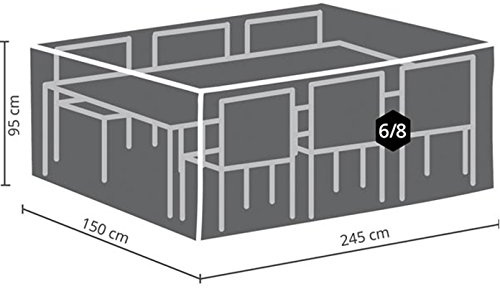 Perel Rechteckige Gartenmöbel-Abdeckung 245 x 150 x 95 cm, wasser- und UV-beständig, robuste Schutzhaube gegen Regen und Schmutz, atmungsaktives Gewebe, ideal für große Gartenmöbel-Sets
