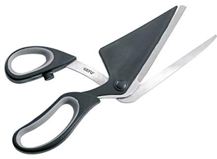 GEFU Pezzo Pizzaschneider mit 2-in-1 Funktion - Praktische Pizzaschere & Heber aus japanischem Klingenstahl - Zerlegbare Küchenschere mit Soft-Touch Griff, Spülmaschinengeeignet, 27,2 cm