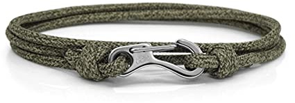 Eighty Eight Degrees Bracelet d’Escalade avec Mousqueton, Réglable, Bracelet d’Escalade Imperméable (Forest Green & Silver)