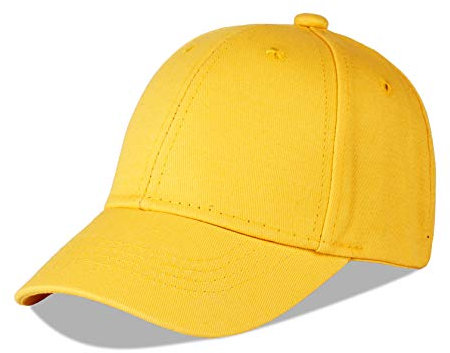 LANGZHEN Baumwolle Outdoor Kleinkind Mädchen Jungen Plain Baseball Cap Baby Infant Strukturierte Einstellbare Hut für Kinder Sonnenhut (M-Gelb)
