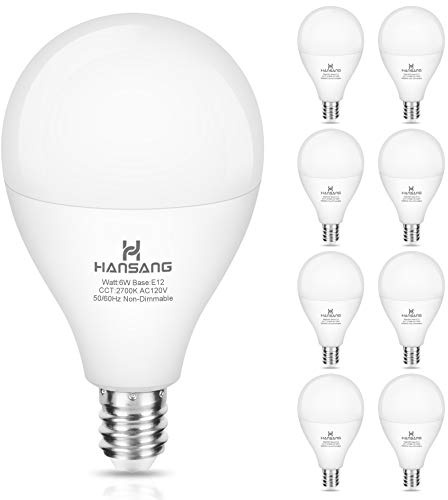 hansang Ceiling Fan Light Bulb, E12 Base LED Candelabra Bulbs 60 Watt Equivalent 5000K Daylight A15 Light Bulbs Candelabra Base Non-dimmable 8 Pack