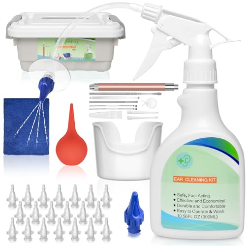 QISXROVY Ear Wax Removal Tool, Ear Cleaning Kit, Safe Ear Irrigation Flushing System for Adults & Kids, Large (50pcs accs), White