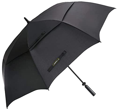 LANBRELLA Golf Umbrella Extra Large Oversize 80 Inch Windproof Stick Umbrella Double Canopy Vented Manual Open Close - C2.1 Black