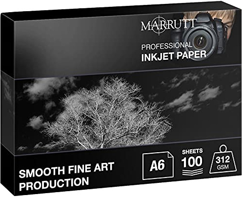 Marrutt 312gsm Smooth Fine Art Production Inkjet Photo Paper: A6 100 Sheets