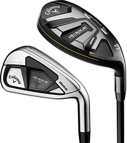 Callaway Golf Rogue ST Max Hybrid Iron Combo Set (rechte Hand, Stahlschaft, steifer Flex, 5H, 6IR - PW, AW, 7 Stück)