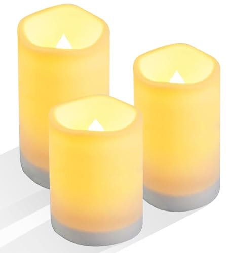 salipt Luci a Candela a Energia Solare, a Energia Solare Senza Fiamma Impermeabili, Per Esterni, Matrimoni, Natale, Halloween, Decorazioni per Feste, Luce Bianca Calda, US 3 Pezzi