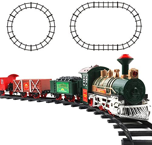 LICHENGTAI Weihnachtszug Set Dampfmaschine Lokomotive Spielzeug Fracht Elektrische Zug Railway Zug Spielzeug Dampfzug Set Plaything Weihnachts Ornament Klassisches Weihnachtszug für Kinder