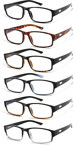COJWIS 6 Pack Lesebrille für Herren Damen Blaulichtfilter Brillen Anti Blaulicht PC Gaming Modebrille Sehhilfe Lesehilfe (6 Farbe Mischen, 3.50, multiplier_x)