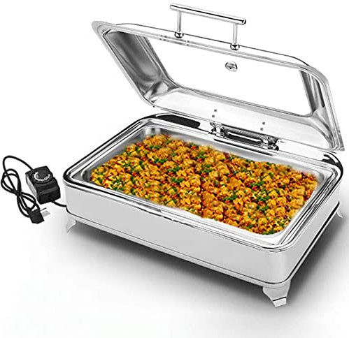 PROPFE Electric Buffet Server Hot Plate Food Warmer Tray 9L Portable Chafing Dish with Lids Removable Catering Buffet Serving Tray Adjustable Temperature,double grid