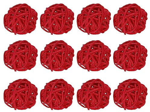sourcing map 20 Stück Weiden-Rattan-Kugeln, dekorative Kugeln, 3,1 cm, für Vasenfüller, Hochzeit, Garten, Flur, Party, Rot