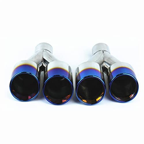 WEHOMY 2 Stück/Set Blue Burnt Dual Universal Endrohr Schalldämpfer Spitze Poliert Edelstahl 60 Mm Innen 90 Mm Heraus Auspuffblenden