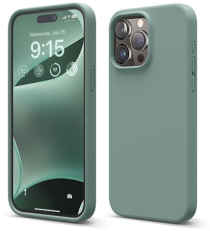 elago Silikon Hülle für iPhone 15 Pro Max | Premium Silikon Handyhülle, Ganzkörper Schutzhülle [4 Lagige Stoßfeste Struktur], Mikrofaserfutter (Nachtgrün)