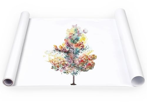 Huakaile Lange Staffelei-Papierrolle, 30 x 1500 cm, großes weißes Pinnwand-Papier, lichtbeständige Kunstpapierrolle für Geschenkverpackungen, Zeichnen, Malen, Basteln, Poster, Banner Trace (1 Rolle)
