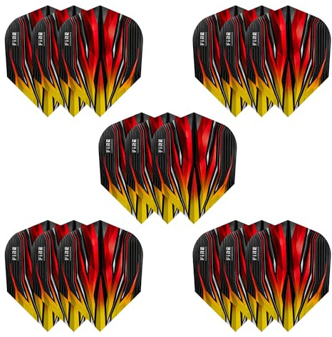 Harrows Fire Dart Flights | 5 x Sets Dart Flights (15 Flights insgesamt) | 100 Mikron Dart Flights | Premium Extra Stark, hergestellt in Großbritannien | Professionelles Dart-Zubehör | Gelbe Dart