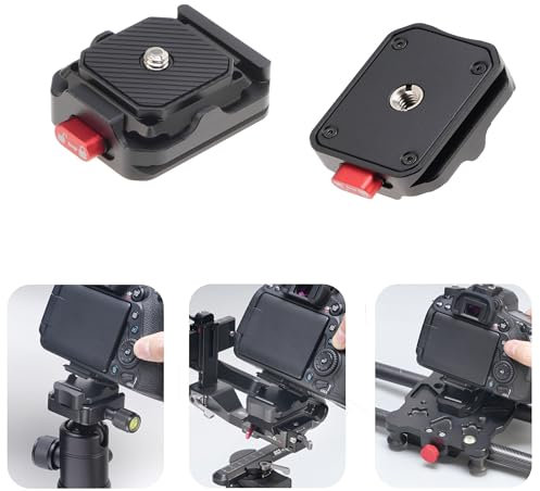 Fotga Piastra di base per treppiede a sgancio rapido per fotocamera con filettatura da 1/4 e 3/8 per fotocamera DSLR Mirrorless Treppiede monopiede stabilizzatore DJI Slider, piastra superiore +