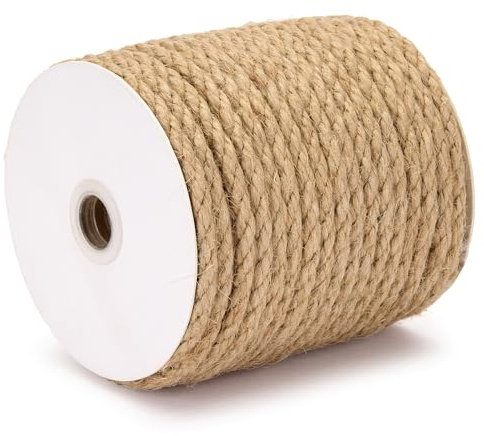 Corde de Jute Naturelle Torsadée - 6 mm x 30 mètres | Ficelle Robuste pour Bricolage, Jardinage, Décoration et Artisanat