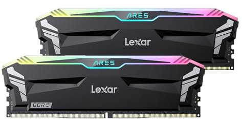 Lexar ARES RGB RAM DDR5 32GB Kit (16GB x 2) 6000 MHz, CL30-36-36-68 DRAM UDIMM a 288-Pin Memoria Desktop, Memoria per Computer da gioco per PC Supporta XMP 3.0/AMD EXPO, 1.35V (LD5BU016G-R6000GDLA)