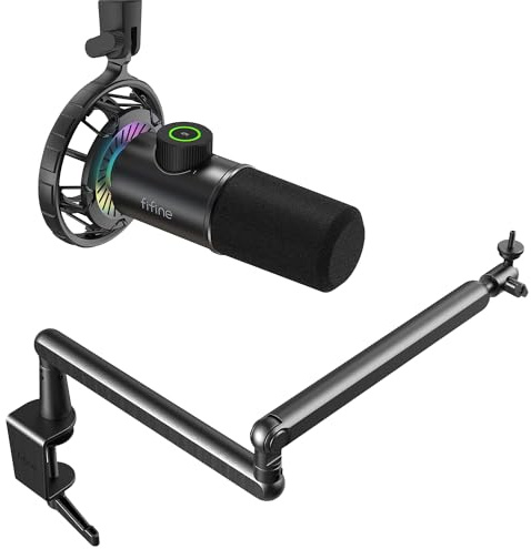 FIFINE Mikrofon PC mit Arm, Dynamische USB C Microphone Gaming für PS4 PS5 MAC, Mikrofon Ständer mit Mikrofonclip Schraubenadapter Kabelmanagement für Podcast Streaming Studio (K658+BM88)