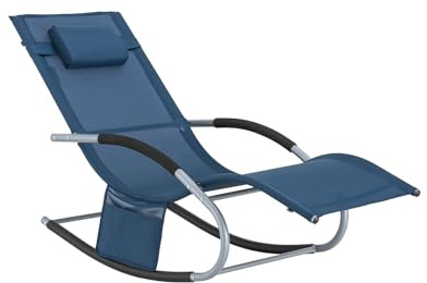 SoBuy Muebles de Jardin Mecedora Silla Tumbona de Exterior Reclinable y Ergonómica Resistente al Clima para Jardín, Terraza y Camping 150 kg de Carga OGS28-NB