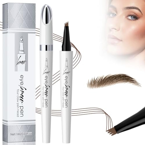 2024 Neu Magischer Wasserdichter Augenbrauenstift, 3D Mikro Augenbrauenstift mit 4 Gabelspitze Applikator, Wasserfester Eyebrow Pencil Erzeugt mühelos natürlich aussehende Brauen (1#-Hellbraun)