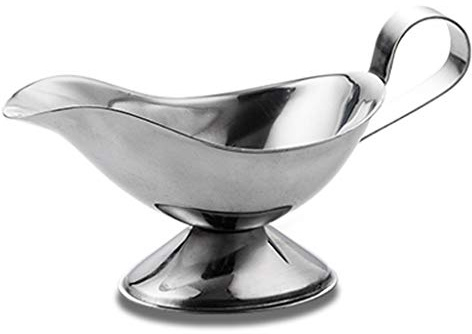 YAOSHER Saucer Gravy Boat Stainless Steel Gravy Boat, Stainless Steel Saucier with Ergonomic Handle and Big Dripless Lip Spout Sauce Boat Gravy Boat Dish(S)