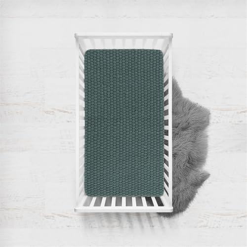 Morbuy Volltonfarbe Spannbettlaken Babybett, Spannbettlaken Kinderbett,Weiche Atmungsaktiv Spannbettlaken Kinderbett Stubenwagen Bezug Kinderwagen Matratzenbezug (Grün,160x80cm)