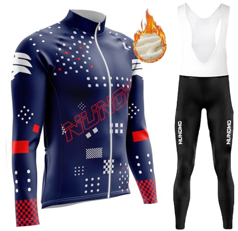 Completo Ciclismo Uomo Invernale Abbigliamento MTB Bici Manica Lunga Maglia Ciclista,Tuta da Bicicletta Termico Vello Giacca e Pantaloni Salopette con 9D Imbottiti GelMaglia per (TYPE-5,M)