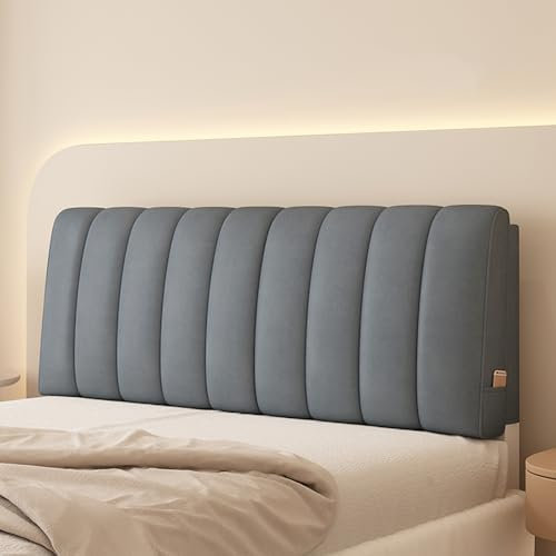 ZFGOJNBH Kopfteil, gepolstertes Wandkissen, Keilkissen, großes Rückwand, Doppel-Kopfteil, Schlafsaal, Etagenbett, Rückenlehne mit abnehmbarem Bezug, Grau, 160 cm