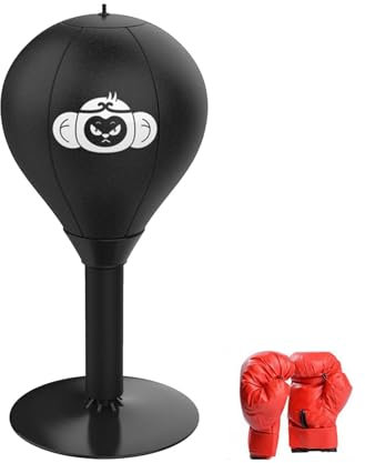 Boxsack für den Schreibtisch, Tisch Boxsack, Schreibtisch Punchingball fürs Büro, Minis Boxball gegen Stress, Punchingball Tisch mit Superstarkem Saugnapf für Bürotisch und Theke