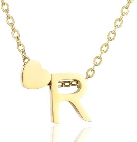 AFSTALR Herz Kette mit Buchstaben Anhänger Halskette mit Buchstabe, Damen Initial Alphabet A-Z Edelstahl Gold/Silber Ketten Verstellbar, Personalisierte Schmuck Geschenke für Frauen