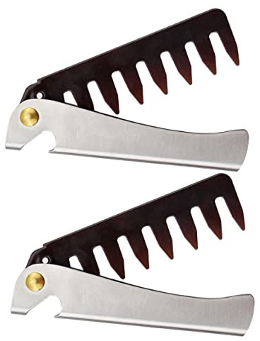 MOTHNUR 2stücke Teiliges Edelstahl Faltbarer Haarkamm Für Männer Breitzinkiger Kamm Für Öligen Haarlook Tragbares Styling-tool Schonend Zur Kopfhaut Für Ölfrisuren Und Unterwegs